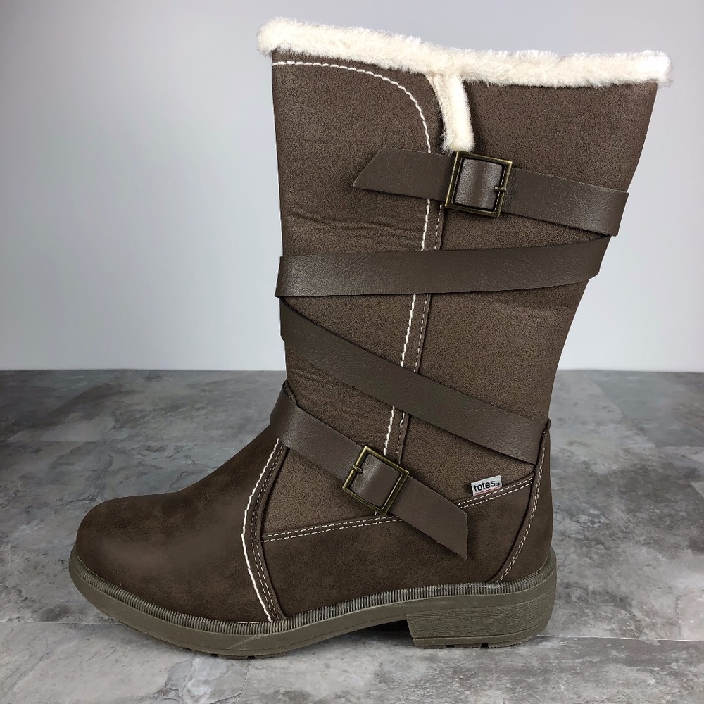 NWT TOTES DIEDRE Brown Waterproof Winter Snow Boot